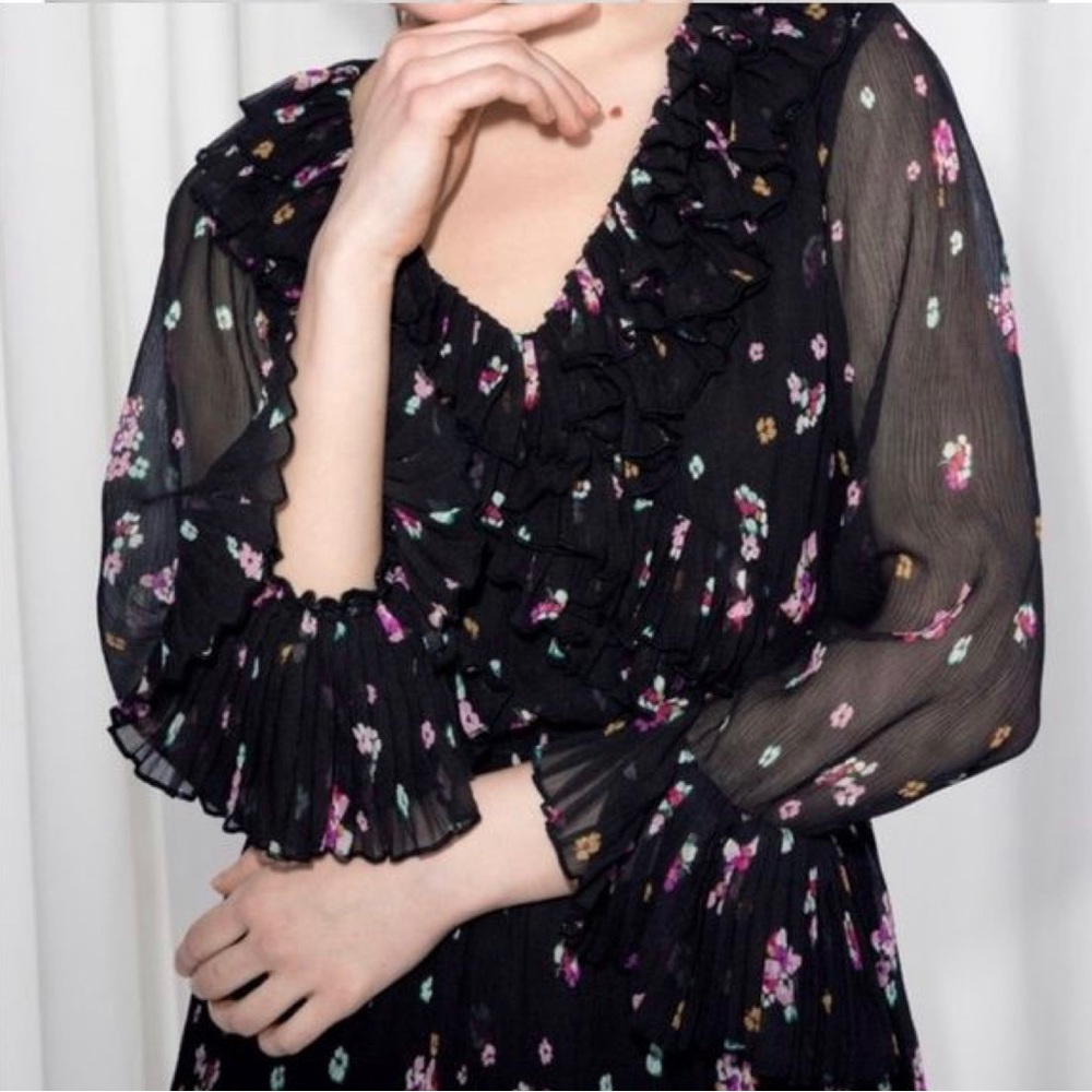 & Other Stores Wrap Ruffle Floral Midi Dress